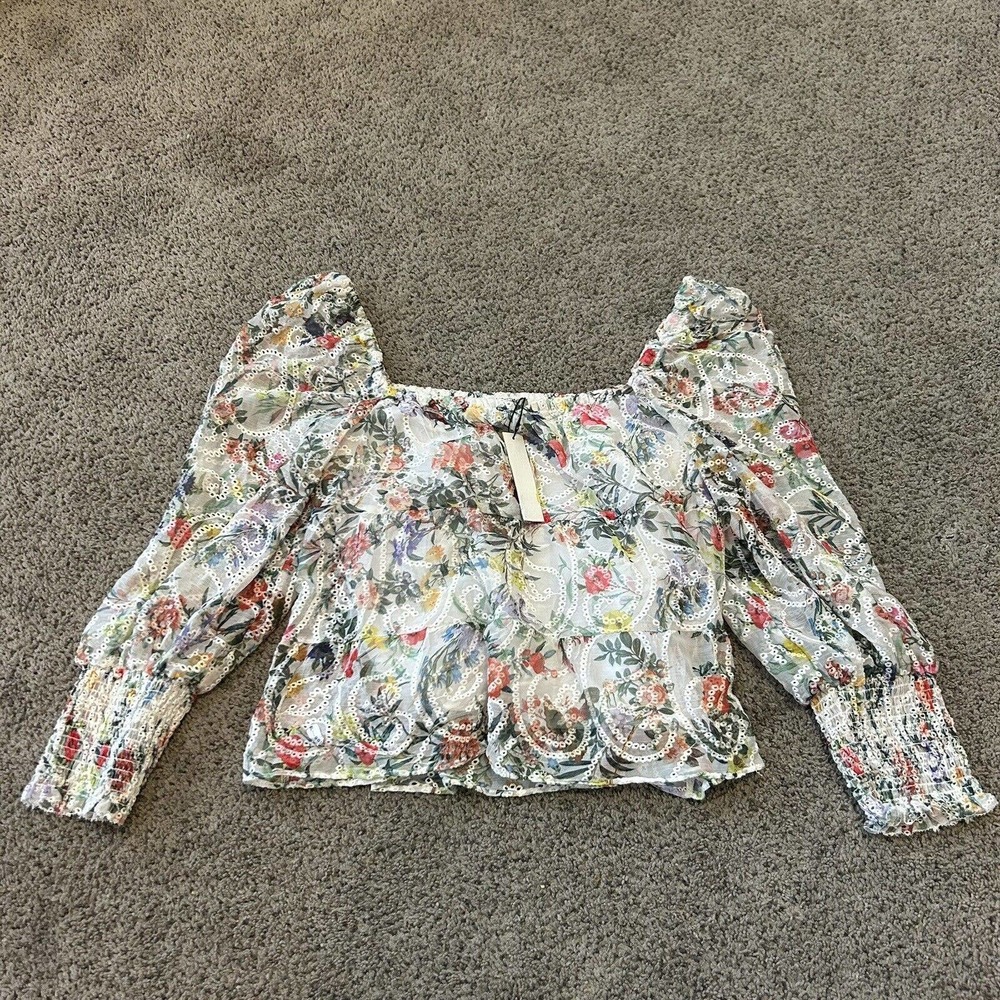 Alice + Olivia Alta Crop Top Silk Blend Green NWT Large L